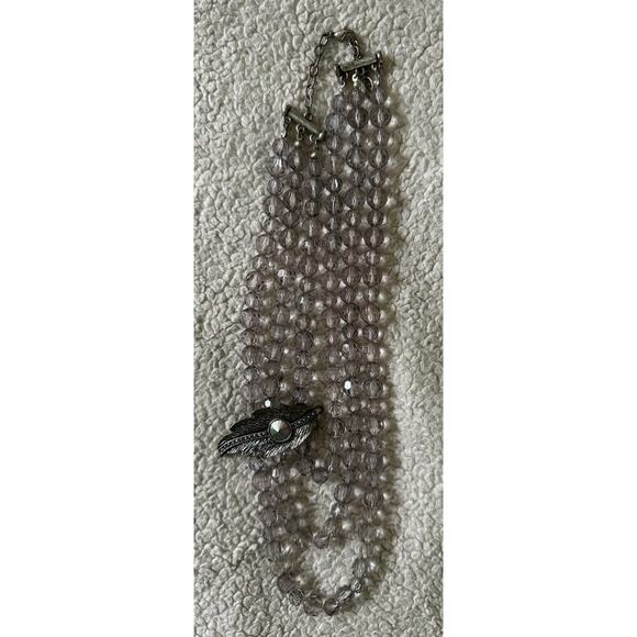 Art Deco 3 layered smoked bead necklace. - Picture 5 of 7